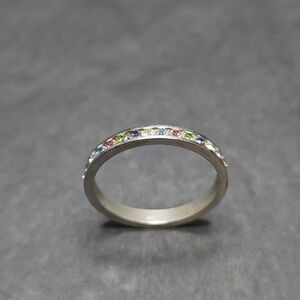 Sterling Silver Rainbow Multi Gem Ring